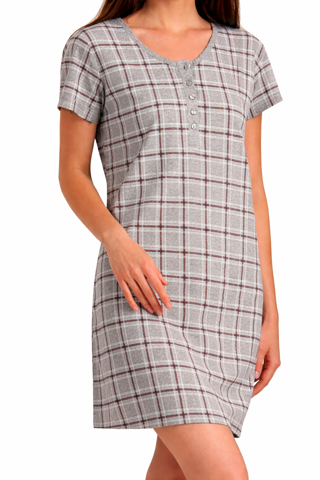 Camisón pijama manga corta de cuadros
