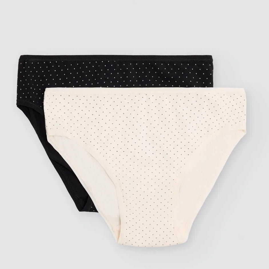 Pack de 2 bragas midi algodón estampadas negro y beige multicolor 19550