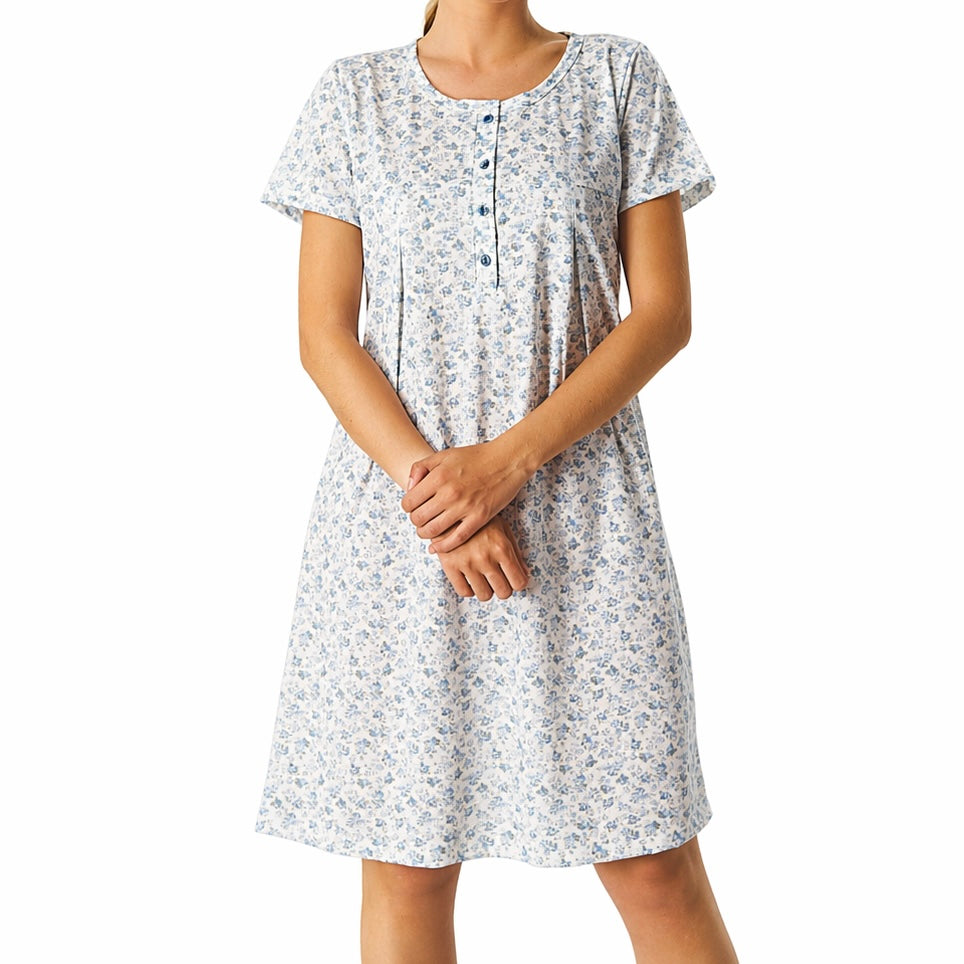 Camisón celeste estampado (manga corta) 8100