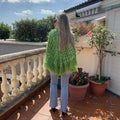 Chal verde con flecos de mohair