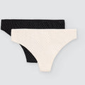 Pack de 2 tangas algodón estampados negro y beige multicolor 19549