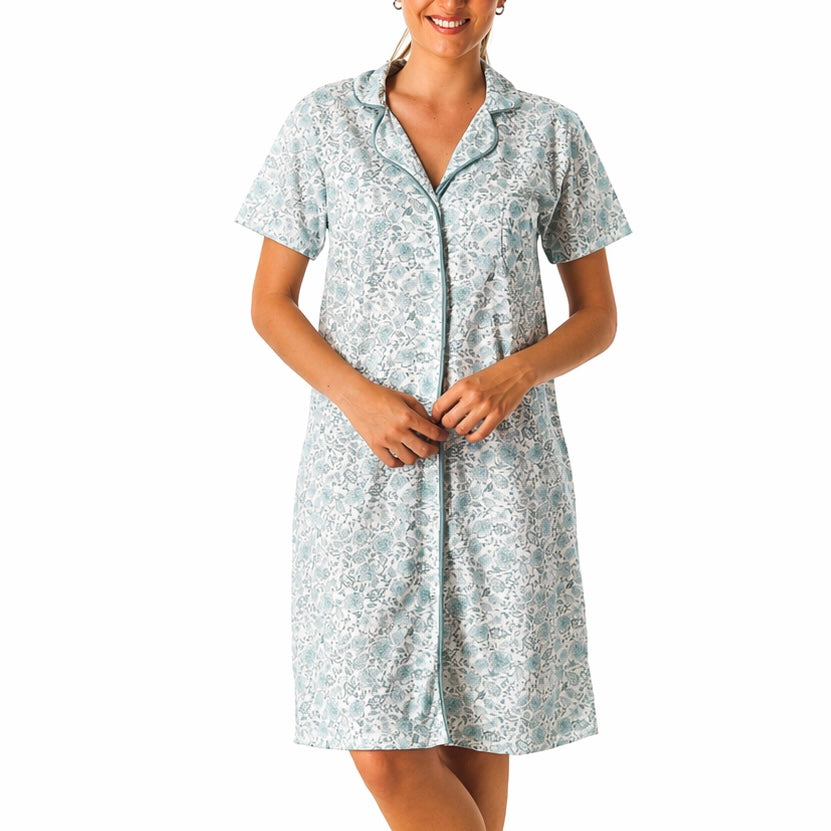Camisón verde agua con botones 8085