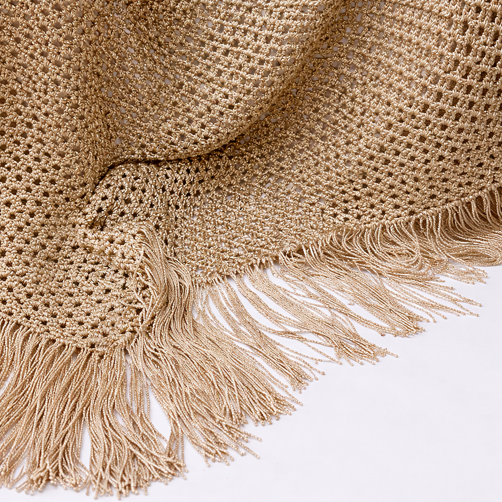 Chal artesanal dorado con flecos