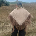 Chal hecho de algodoncito y flecos de alpaca