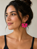 Pendientes tejidos a mano rosa