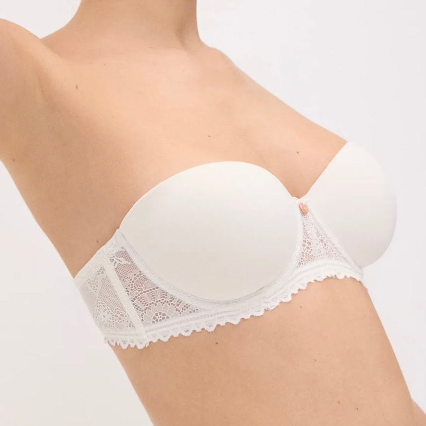 Sujetador sin tirantes encaje blanco Megan | Colección Novia 10174