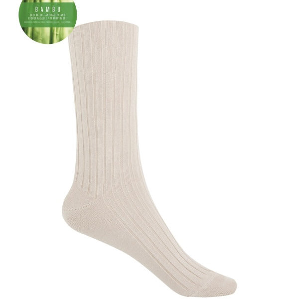 Calcetines de bambú de canalé - puño no aprieta (punto blanco)