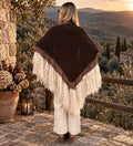 Chal de lana merino, alpaca y flecos de mohaer de seda