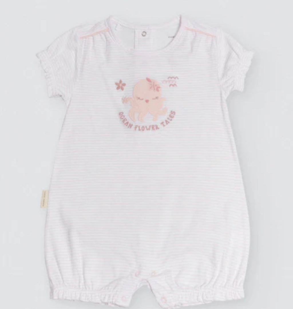 Pelele bebé corto Ocean Tales rosa 25399 Ysabel Mora