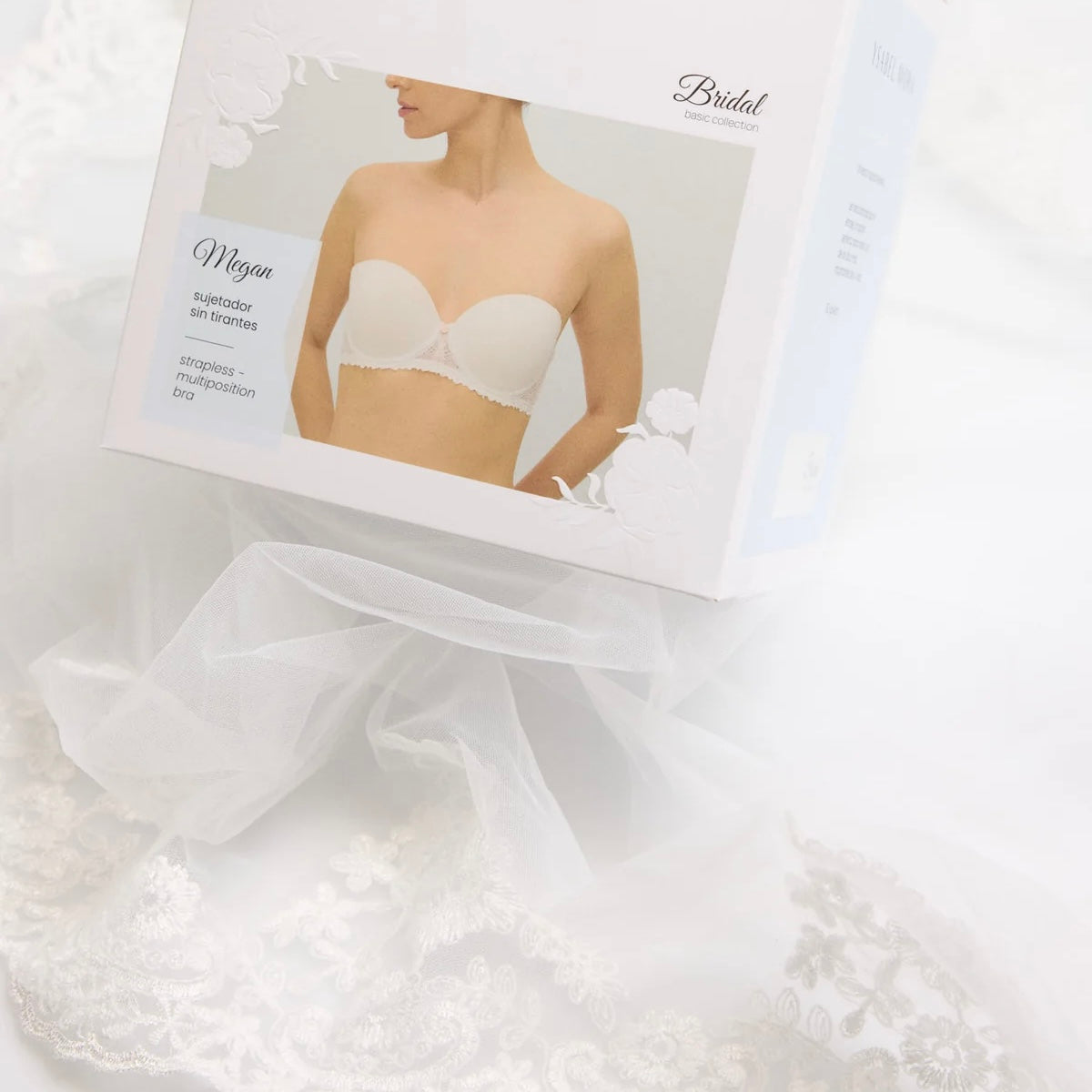 Sujetador sin tirantes encaje blanco Megan | Colección Novia 10174