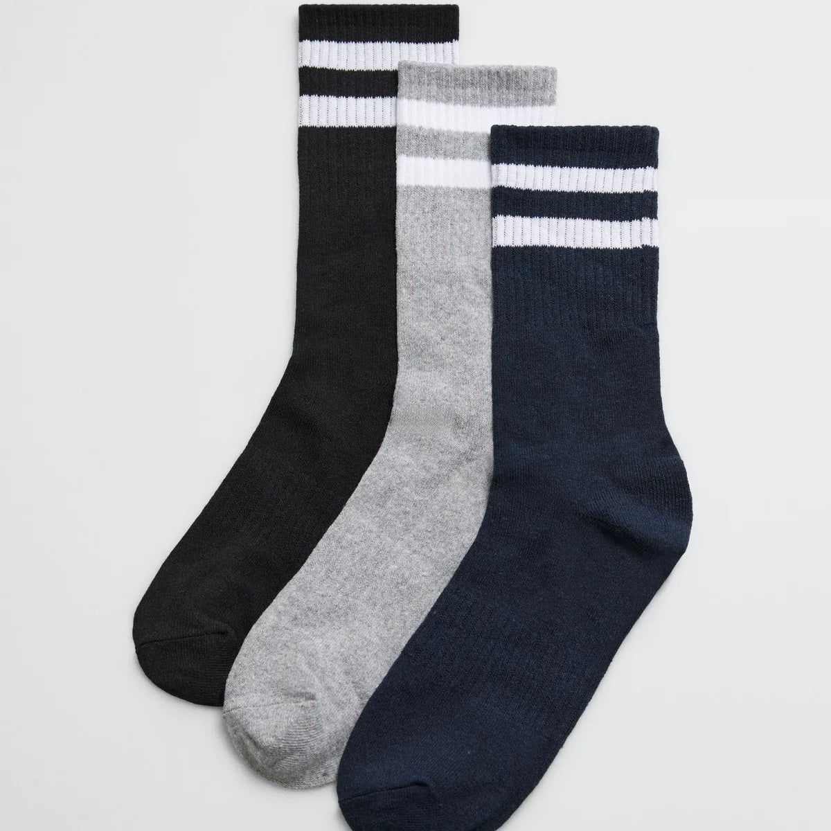 Pack 3 calcetines deportivos puño a rayas tonos oscuros 22968