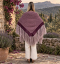 Chal de lana merino, alpaca y flecos de mohaer de seda