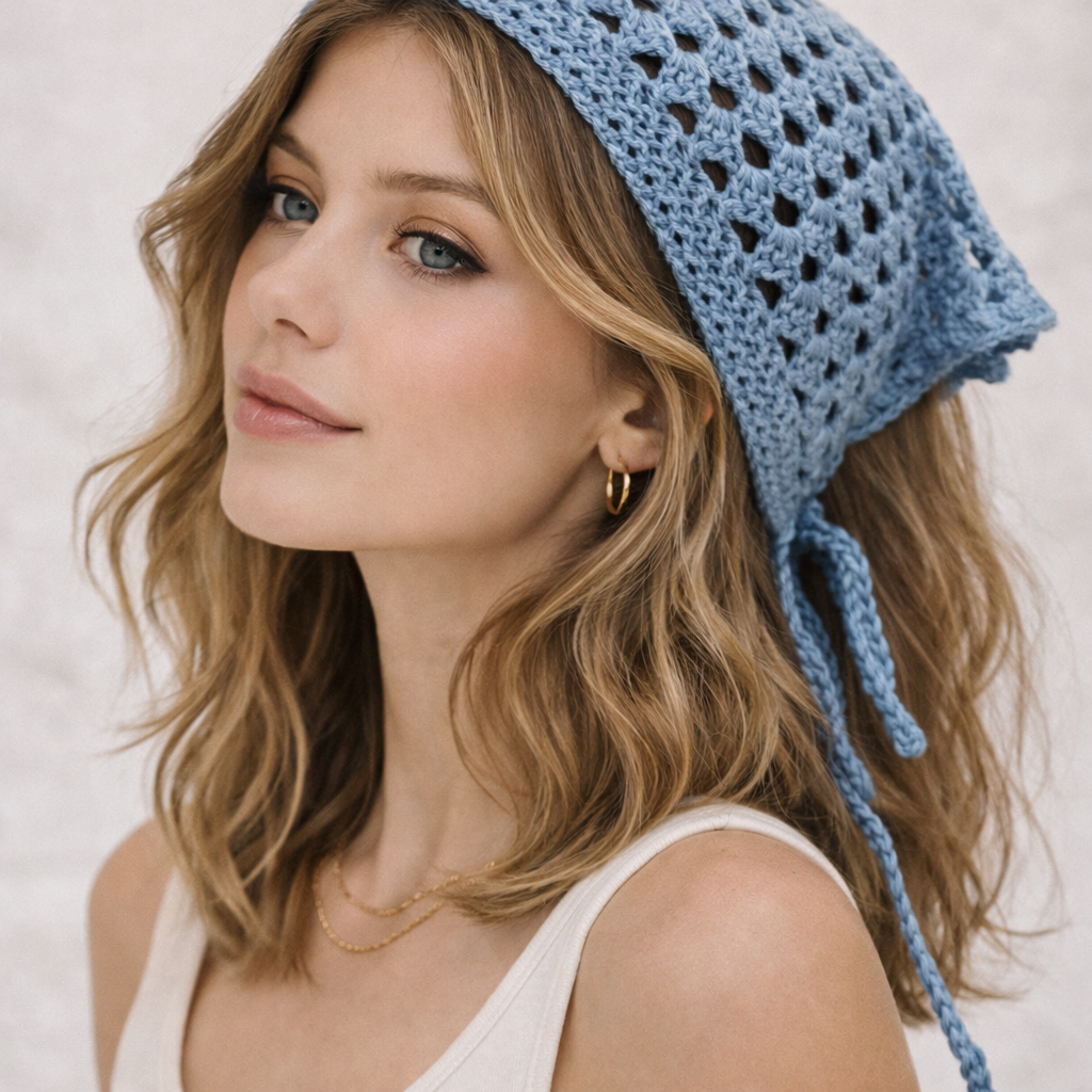 Pañuelo / gorro de crochet tejido a mano