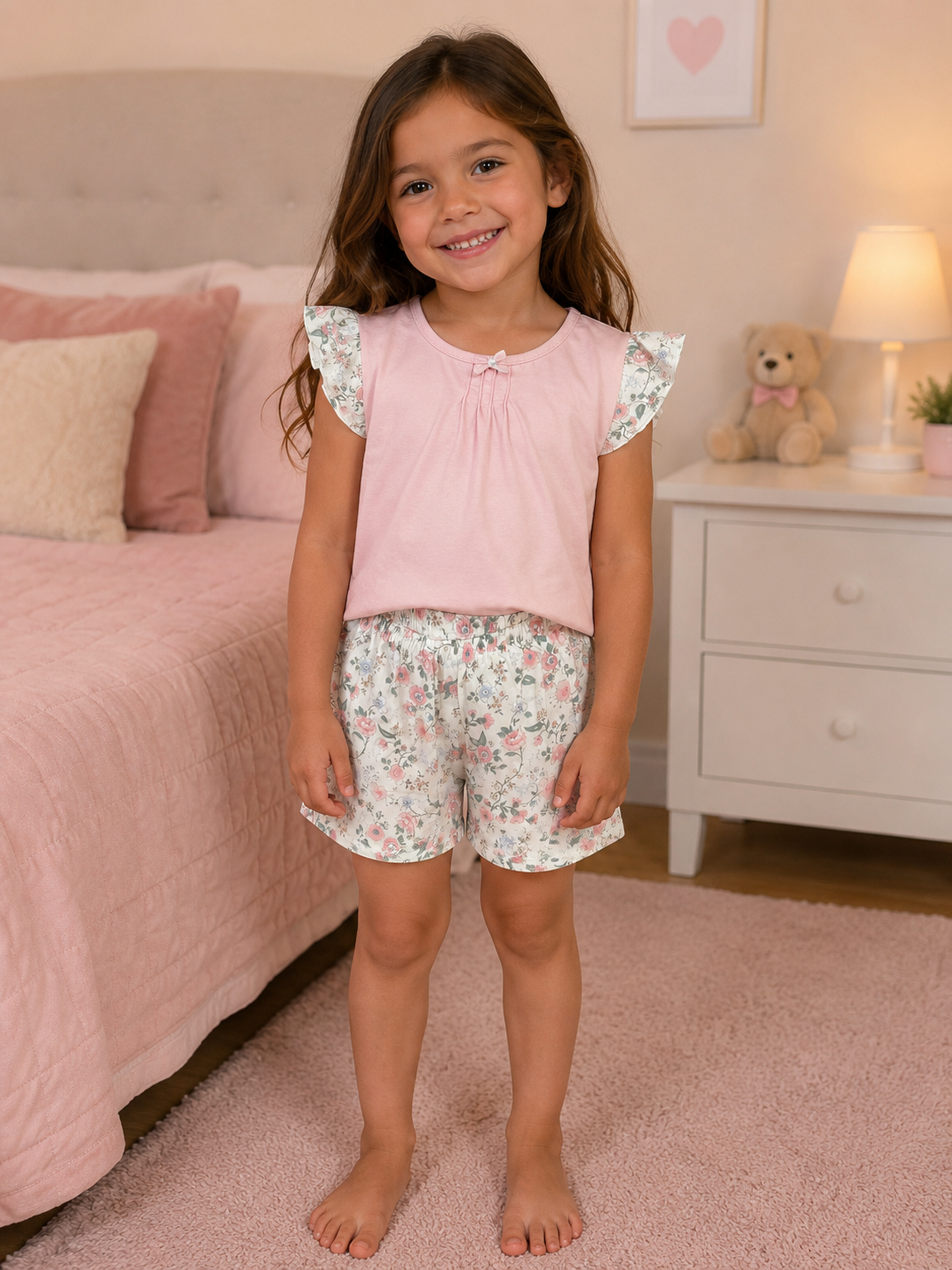 Pijama flores nude niña