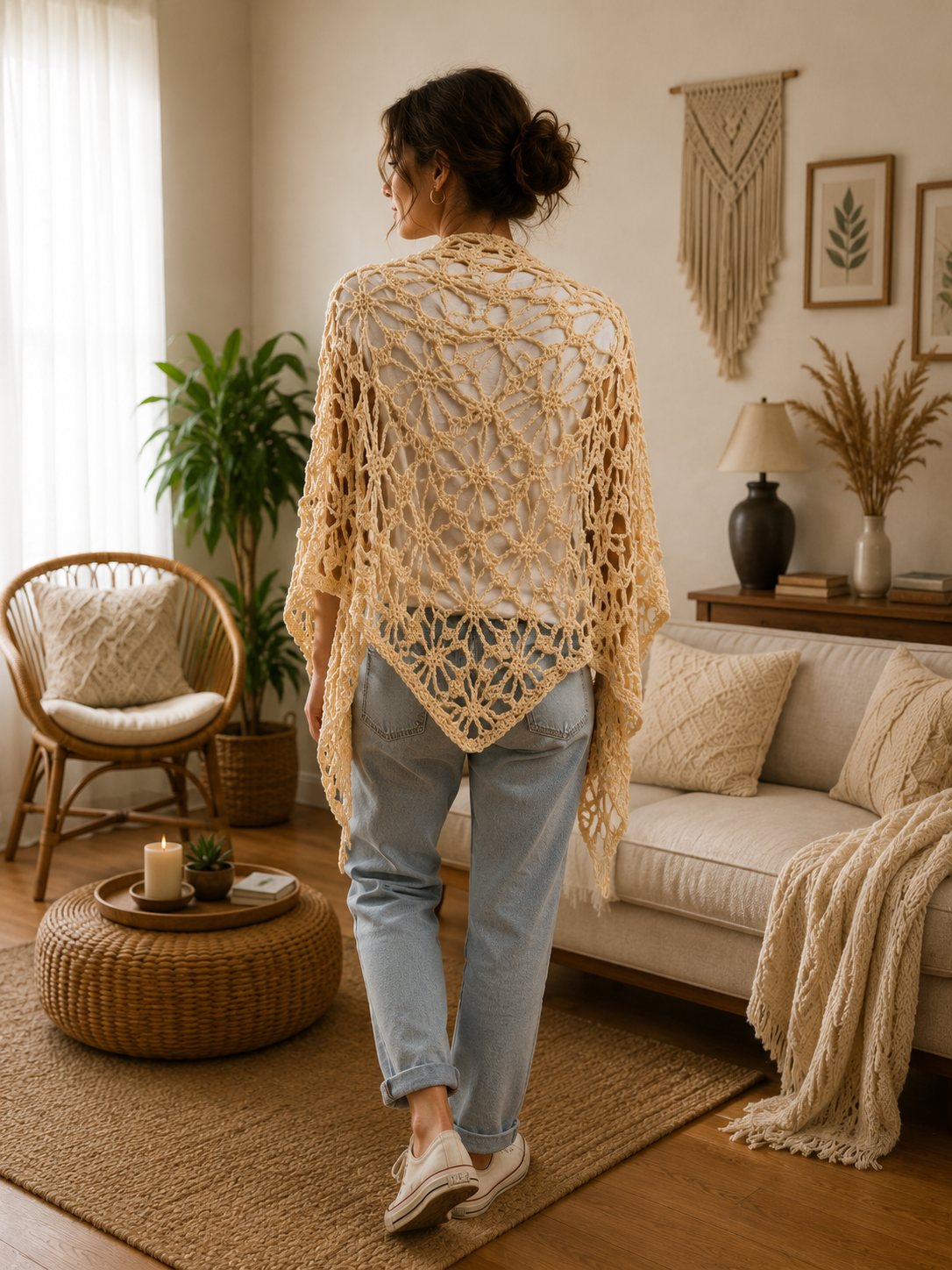 Chal sin flecos beige