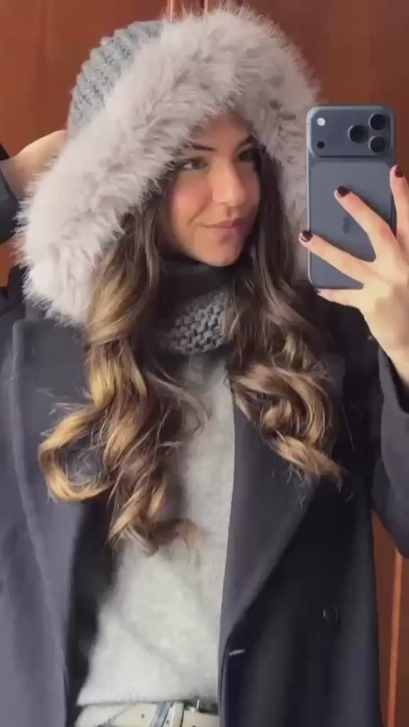 Balaclava de lana merino con pelo